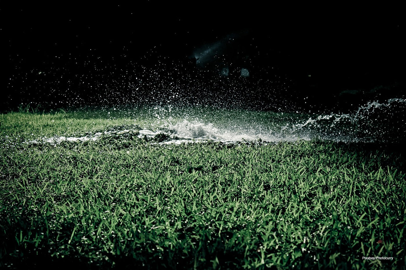watering lawn