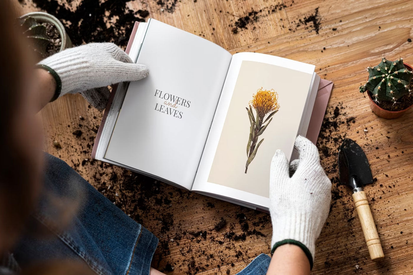 woman reading gardening books