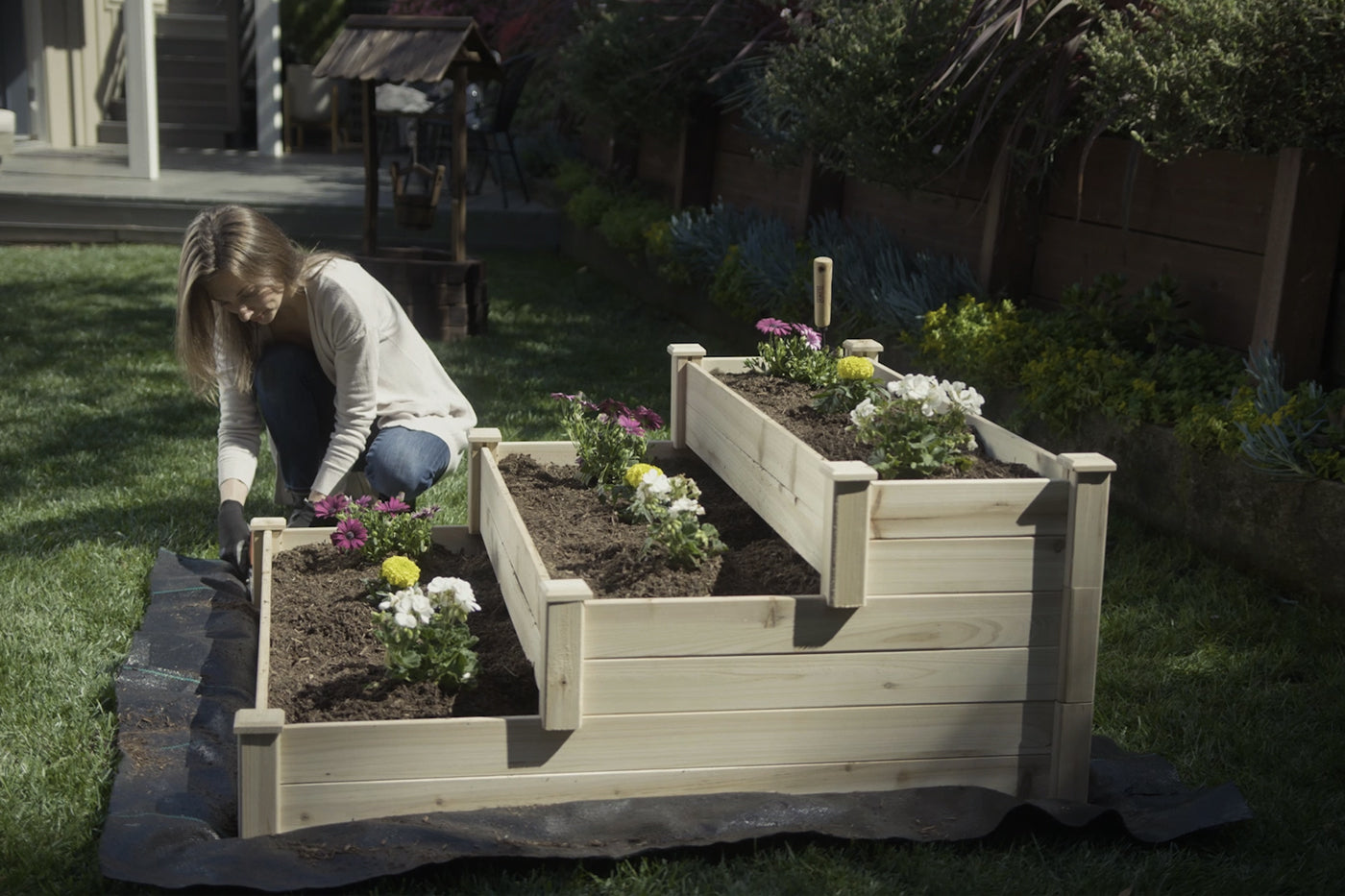 woman fixing her garden
