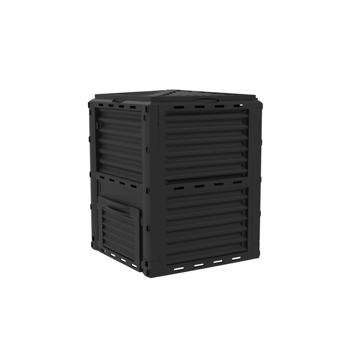 Ecogardener Black Garden Compost Bin Angled Right Side View
