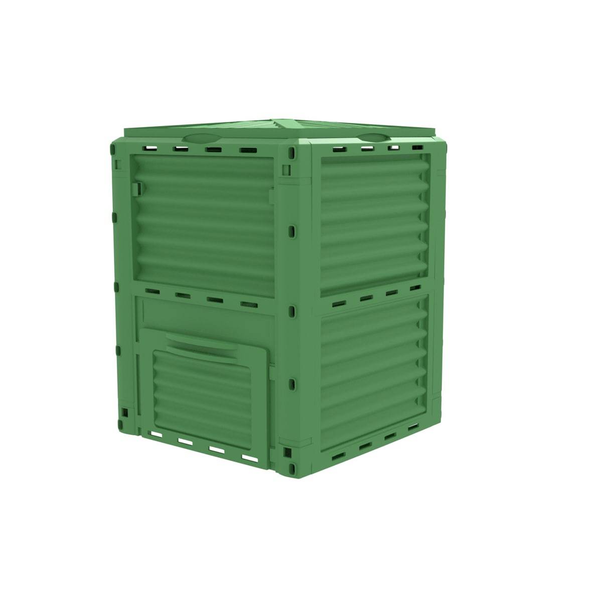 Ecogardener Green Garden Compost Bin Angled Right Side View