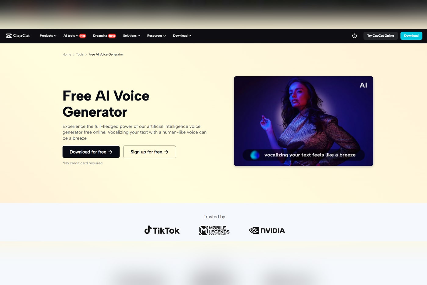 screenshot of capcut app