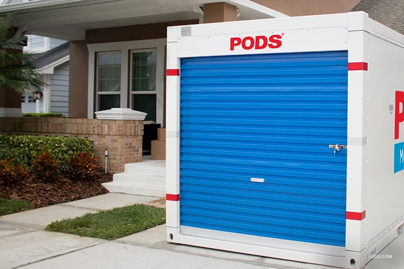 container in front of the house