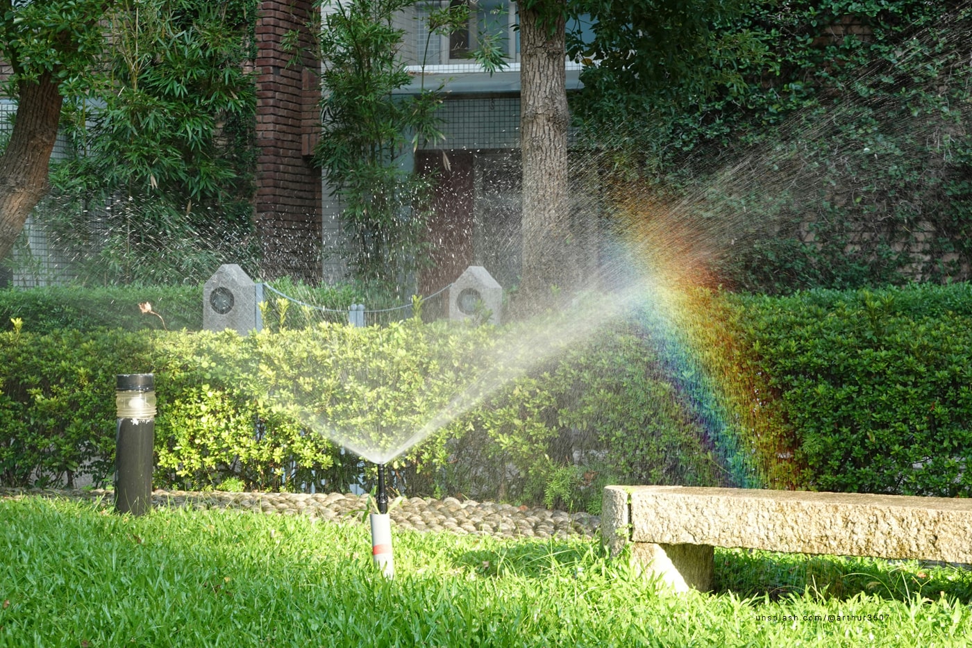 Water sprinkler in a garden