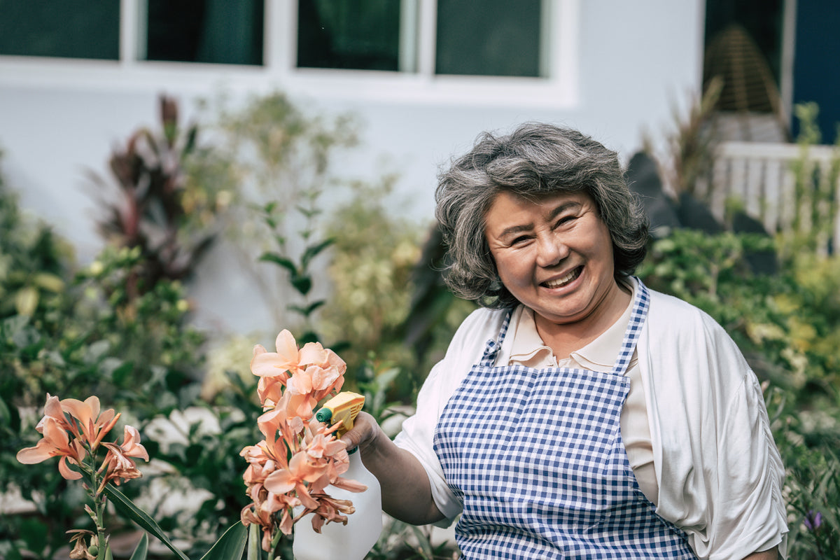 Old woman gardening