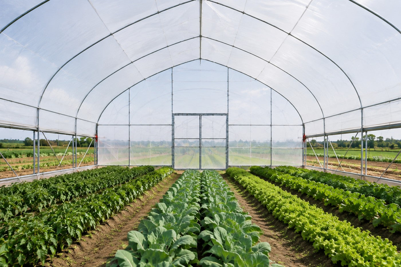 A garden inside a greenhouse