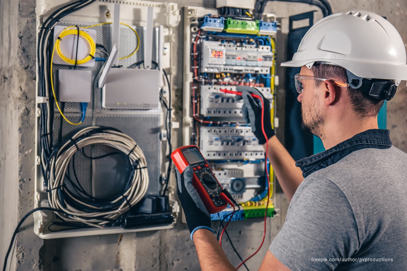 A man doing electrical work