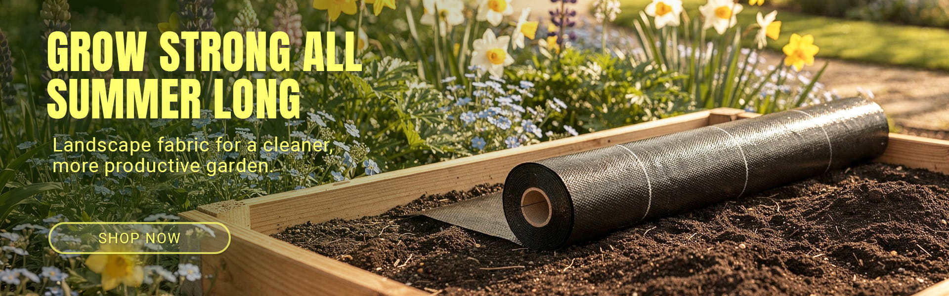 Landscape fabric laying at a raised bed