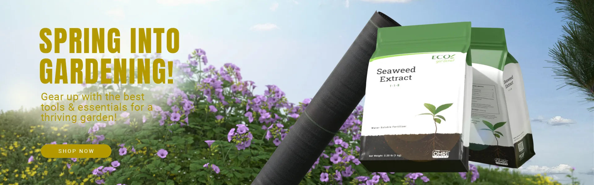 Eco-friendly gardening banner with ECOgardener products