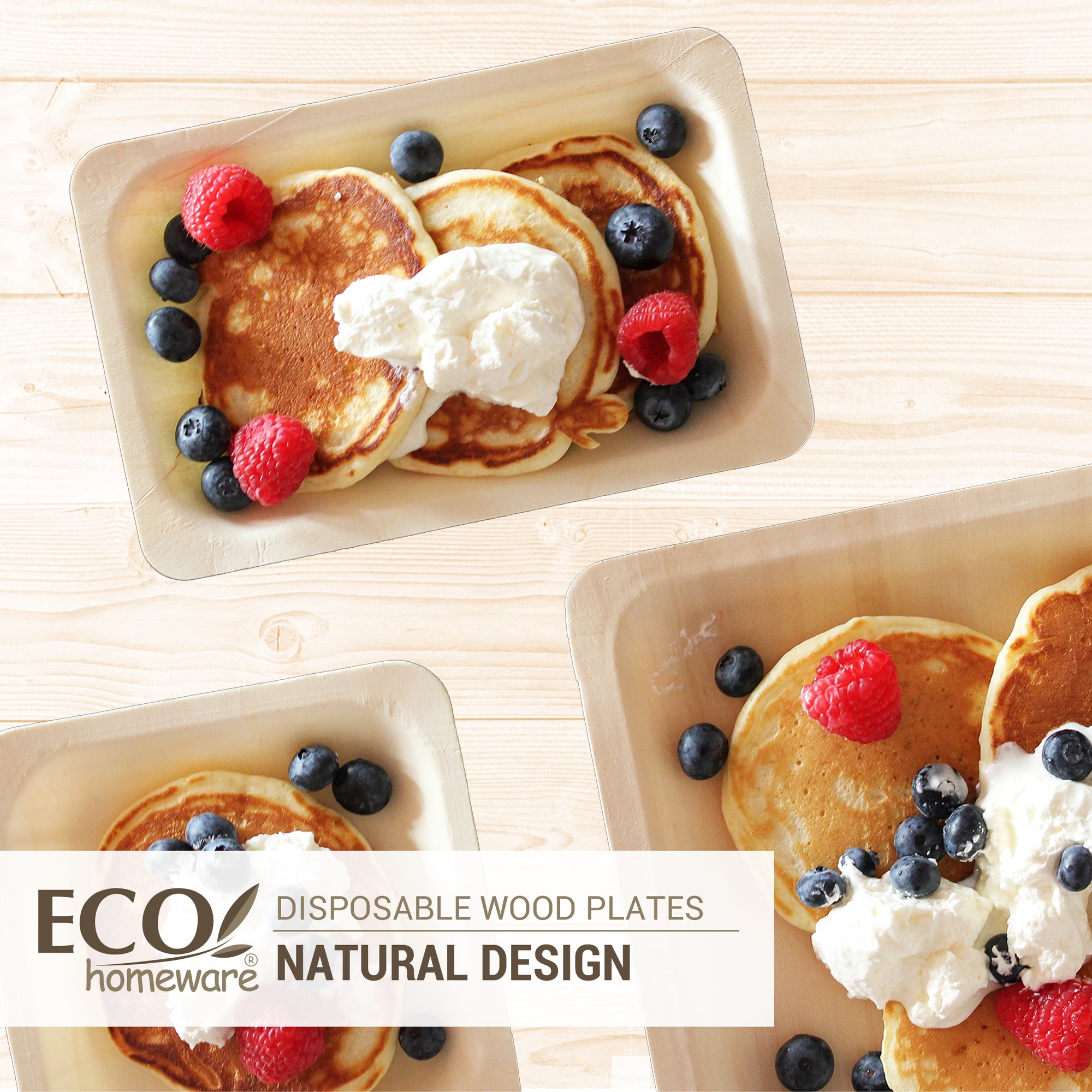 Pancakes using eco homeware disposable wood plates