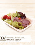 Salad with ham using eco homeware disposable wood plates