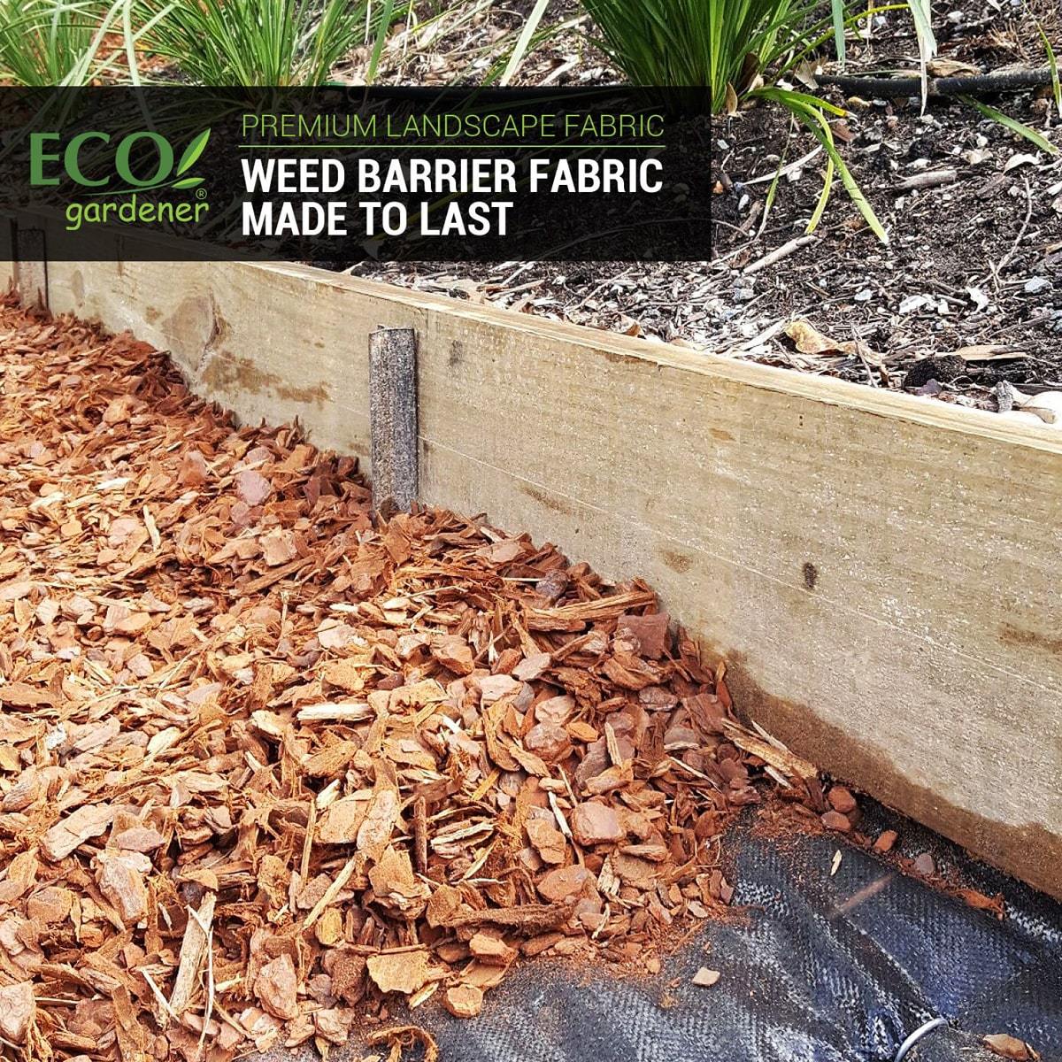 Ecogardener landscape fabrics with wood chippings on top