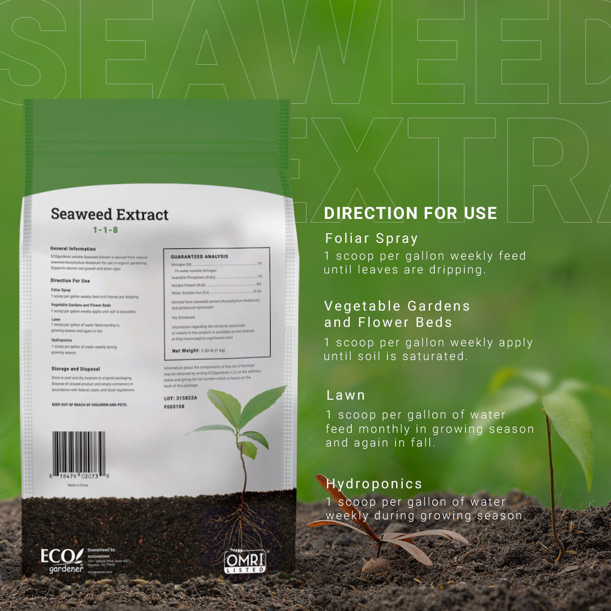 EcoGardener Seaweed Extract direction for use